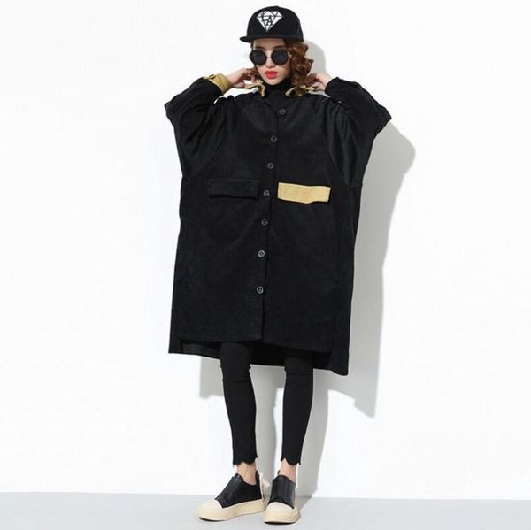 and winter autumn single breasted korean version lapel pocket corduroy multi-color windbreaker women loose large size black coat women'
and winter autumn single breasted korean version lapel pocket corduroy multi-color windbreaker women loose large size black coat women'