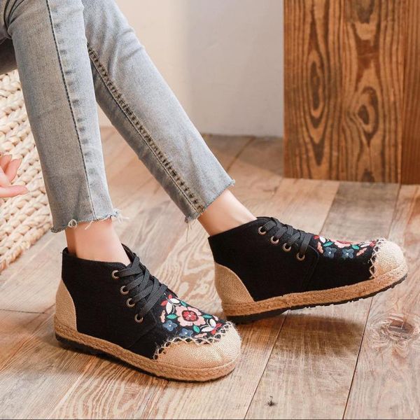 boots yourseason ladies lace-up embroider round toe concise leisure handmade women vintage cotton linen shoes 2021, Black
boots yourseason ladies lace-up embroider round toe concise leisure handmade women vintage cotton linen shoes 2021, Black