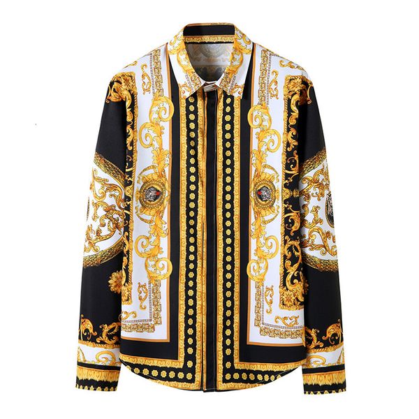 shirts luxury gold print men royal retro long sleeve casual streetwear blouse men's clothing club party dress shirt, White;black
shirts luxury gold print men royal retro long sleeve casual streetwear blouse men's clothing club party dress shirt, White;black