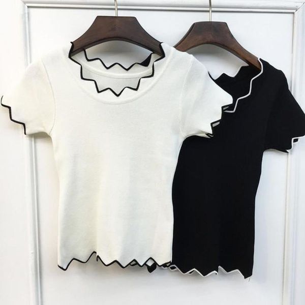 women's blouses & shirts olgitum summer women fashion shirt irregular wave collar short sleeve wild knitted shirt230, White
women's blouses & shirts olgitum summer women fashion shirt irregular wave collar short sleeve wild knitted shirt230, White