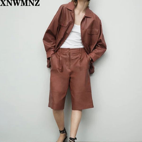 za autumn winter women vintage pu faux leather 2 pieces set solid jackets coat +high waist shorts suits loose outfits female 210510, Black;brown
za autumn winter women vintage pu faux leather 2 pieces set solid jackets coat +high waist shorts suits loose outfits female 210510, Black;brown