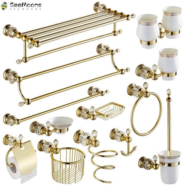 bath accessory set gold crystal towel rack european bathroom hooks hardware suite brass shower basket ring accessories
bath accessory set gold crystal towel rack european bathroom hooks hardware suite brass shower basket ring accessories