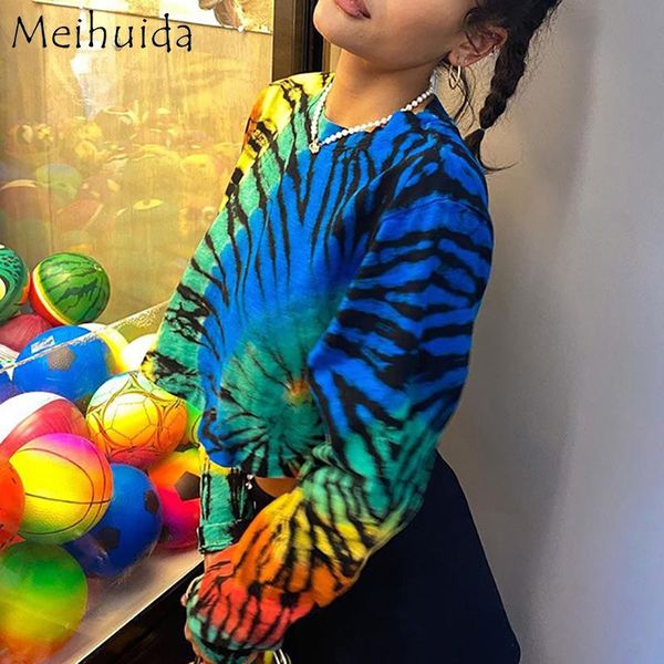 women's t-shirt women pullover tie-dye print crop spring autumn long sleeve round neck casual style clothes for female ladies, White
women's t-shirt women pullover tie-dye print crop spring autumn long sleeve round neck casual style clothes for female ladies, White