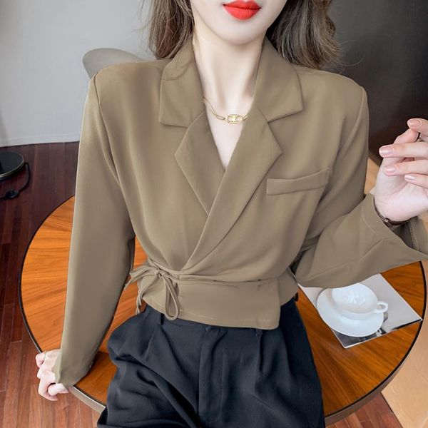 women's suits & blazers khaki short cropped blazer women office lady thin for elegant autumn chic bandage designer jacket 2021, White;black
women's suits & blazers khaki short cropped blazer women office lady thin for elegant autumn chic bandage designer jacket 2021, White;black