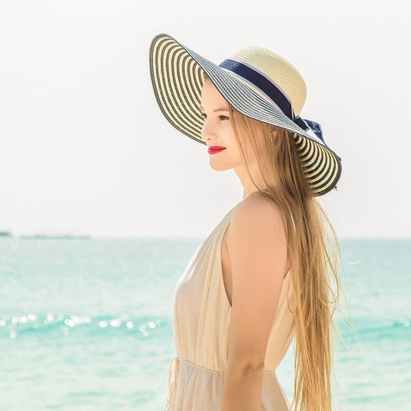 wide brim hats straw hat, Blue;gray
wide brim hats straw hat, Blue;gray