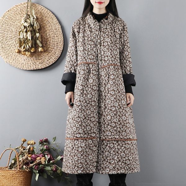 2021 women autumn winter dresses vintage floral print long-sleeve cotton dress chinese style cotton-padded parka robe 11858, Red
2021 women autumn winter dresses vintage floral print long-sleeve cotton dress chinese style cotton-padded parka robe 11858, Red