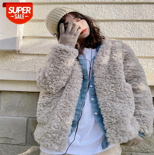 011907 korean style loose short small fur coat female rabbit plush western blouse #mh24, Black
011907 korean style loose short small fur coat female rabbit plush western blouse #mh24, Black