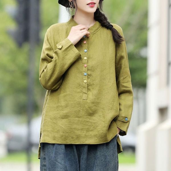 women's blouses & shirts 2021 spring arts style women long sleeve stand collar loose button design cotton linen vintage blouse plus siz, White
women's blouses & shirts 2021 spring arts style women long sleeve stand collar loose button design cotton linen vintage blouse plus siz, White