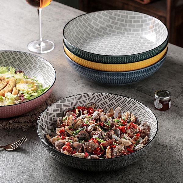 modern ceramic striped design large plate of boiled fish home ramen kitchen tableware steak fruit salad nut place tray dishes & plates
modern ceramic striped design large plate of boiled fish home ramen kitchen tableware steak fruit salad nut place tray dishes & plates