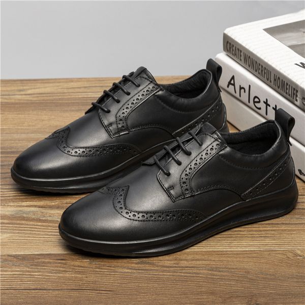 2021 busins leather shoes men's casual round head breathable and comfortable formal block style, Black
2021 busins leather shoes men's casual round head breathable and comfortable formal block style, Black