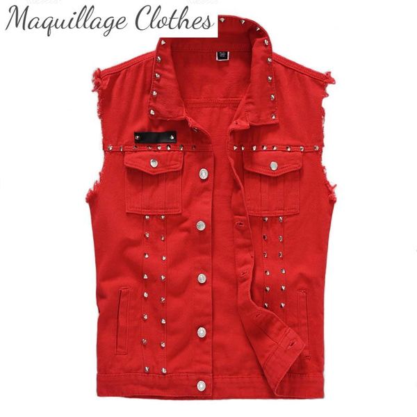 men's punk denim vest fashion rivet jeans waistcoats male sleeves jackets size m-5xl vests, Black;white
men's punk denim vest fashion rivet jeans waistcoats male sleeves jackets size m-5xl vests, Black;white