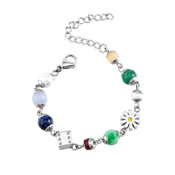 beaded, strands colorful personality fashion stainless steel dice daisy bracelet beaded bangles for men and women as gift, Black
beaded, strands colorful personality fashion stainless steel dice daisy bracelet beaded bangles for men and women as gift, Black