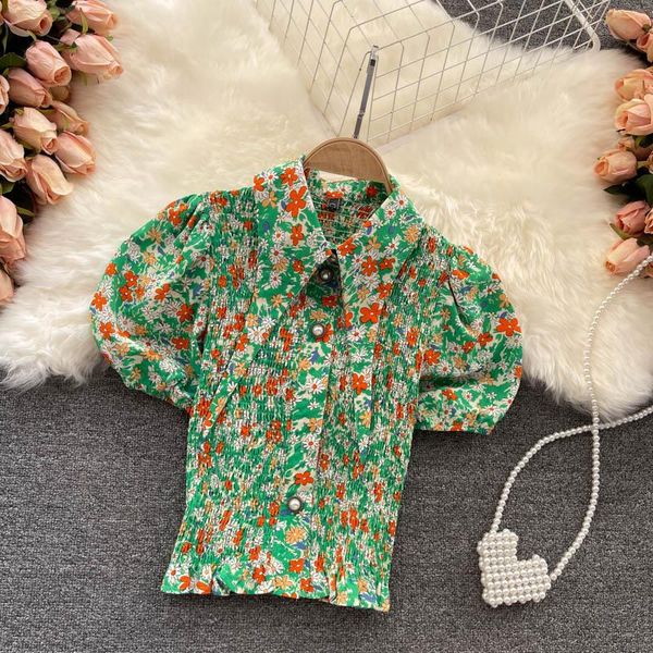 summer product shirt female design sense niche lapel age reduction puff sleeve slim short floral ethnic clothing, Red
summer product shirt female design sense niche lapel age reduction puff sleeve slim short floral ethnic clothing, Red