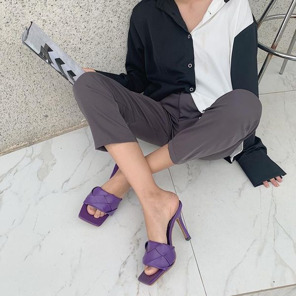 slippers 2021 women summer fashion blue purple white mules open toe high heels lady pu leather sandals party shoes, Black
slippers 2021 women summer fashion blue purple white mules open toe high heels lady pu leather sandals party shoes, Black