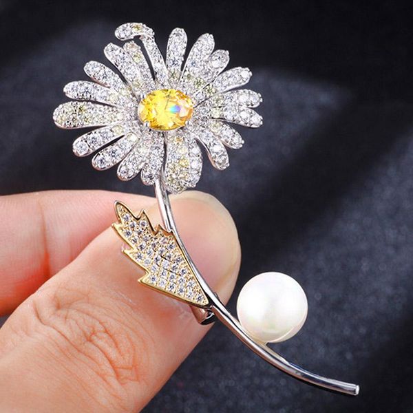 pins, brooches zlxgirl jewelry yellow pave cubic zircon daisy brooch pins fashion gold dubai copper scarf corsage pearl, Gray
pins, brooches zlxgirl jewelry yellow pave cubic zircon daisy brooch pins fashion gold dubai copper scarf corsage pearl, Gray