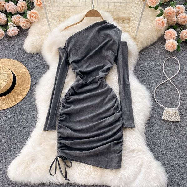 casual dresses 2021 early autumn vestidos female oblique collar strapless drawstring folds thin bag hip long sleeve mini dress df587, Black;gray
casual dresses 2021 early autumn vestidos female oblique collar strapless drawstring folds thin bag hip long sleeve mini dress df587, Black;gray