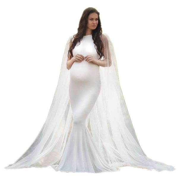 sleeveless jersey baby shower long dress with tulle cape pregnant woman for po shoot maternity pography mermaid gown 210726, White
sleeveless jersey baby shower long dress with tulle cape pregnant woman for po shoot maternity pography mermaid gown 210726, White