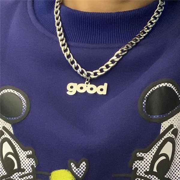 pendant necklaces trendy personality stainless steel chain necklace harajuku good letter charm for women men hiphop jewelry party gift, Silver
pendant necklaces trendy personality stainless steel chain necklace harajuku good letter charm for women men hiphop jewelry party gift, Silver