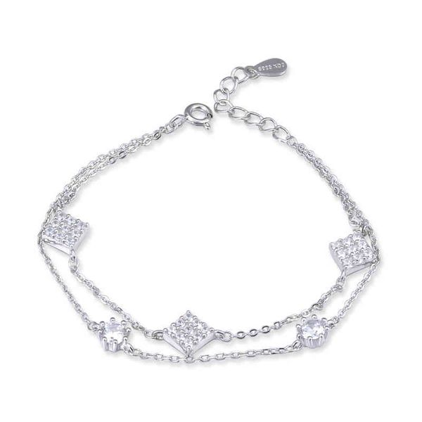 s925 sier square diamond inlaid double layer bracelet female zircon cross chain bracelet temperament girl sier jewelry, Golden;silver
s925 sier square diamond inlaid double layer bracelet female zircon cross chain bracelet temperament girl sier jewelry, Golden;silver
