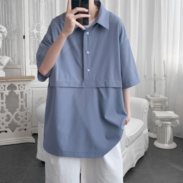 men's casual shirts summer short-sleeved shirt fashion gray black blue white men korean loose dress mens pullover, White;black
men's casual shirts summer short-sleeved shirt fashion gray black blue white men korean loose dress mens pullover, White;black