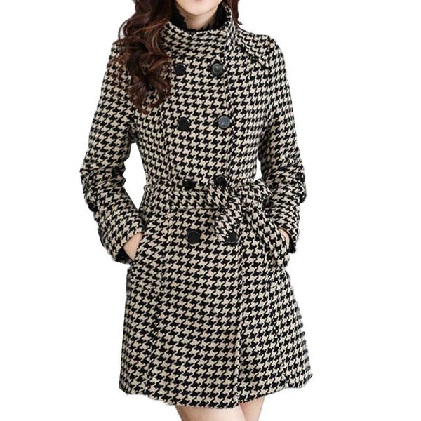 women's trench coats autumn winter plus size temperament coat women stand long section lattice windbreaker casual overcoat e020, Tan;black
women's trench coats autumn winter plus size temperament coat women stand long section lattice windbreaker casual overcoat e020, Tan;black
