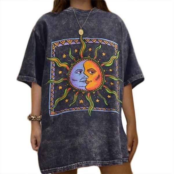 2xl 3xl summer gothic style women t shirt black sun fece printed loose o neck womens plus size hip top, White
2xl 3xl summer gothic style women t shirt black sun fece printed loose o neck womens plus size hip top, White