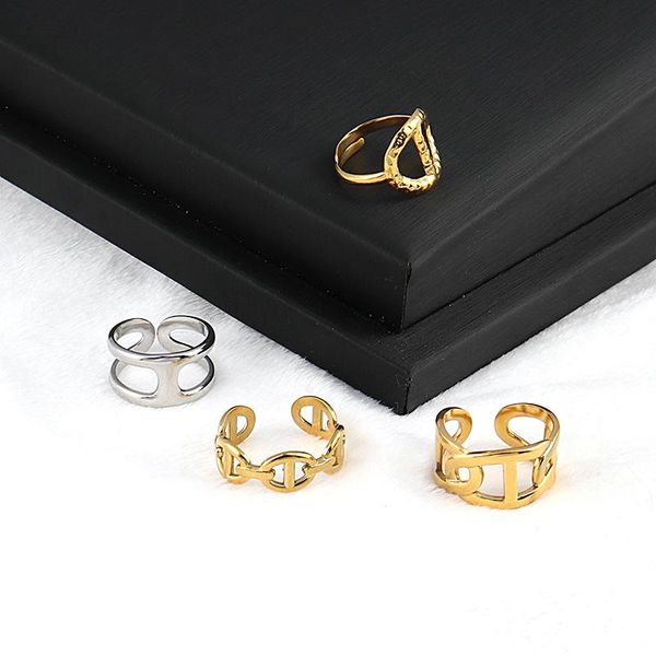 cluster rings punk stainless steel women letter ring chain open for geometric jewelry gifts wholesale, Golden;silver
cluster rings punk stainless steel women letter ring chain open for geometric jewelry gifts wholesale, Golden;silver