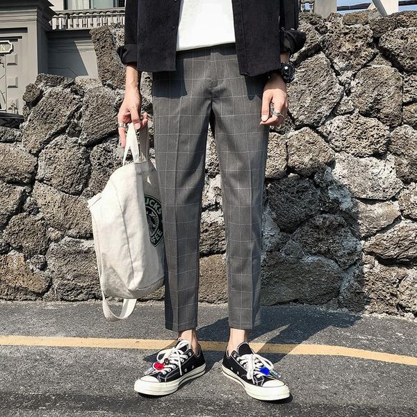 men's pants autumn dress men slim fashion business casual cotton plaid trousers man streetwear wild suit social, Black
men's pants autumn dress men slim fashion business casual cotton plaid trousers man streetwear wild suit social, Black