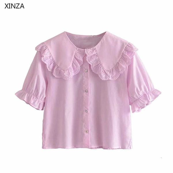 women's blouses & shirts women pink summer embroidered shirt short puff sleeve ruffle cute female fashion button up fit embro, White
women's blouses & shirts women pink summer embroidered shirt short puff sleeve ruffle cute female fashion button up fit embro, White