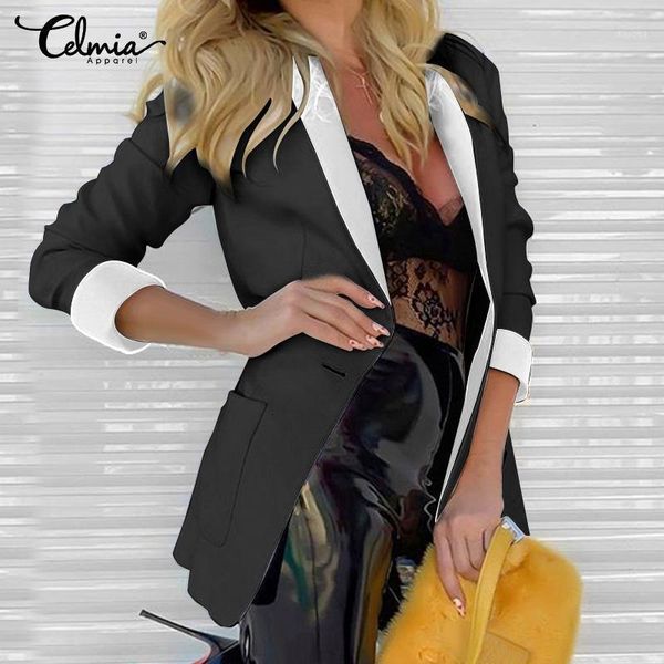 women's suits & blazers plus size celmia women suit autumn long sleeve turn-down collar coat fashion ladies business cardigan jackets s, White;black
women's suits & blazers plus size celmia women suit autumn long sleeve turn-down collar coat fashion ladies business cardigan jackets s, White;black