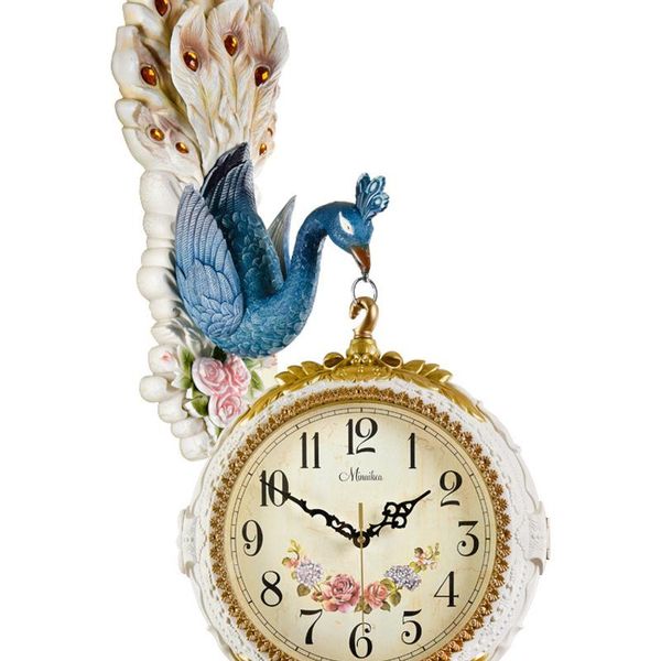 wall clocks 2021 european double-sided clock modern design peacock watch mechanism artist silent relogio parede decor 5zb296
wall clocks 2021 european double-sided clock modern design peacock watch mechanism artist silent relogio parede decor 5zb296