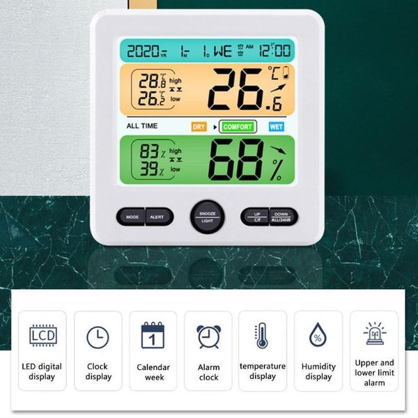 indoor hygrometer electronic clock lcd color household outdoor screen detector air hygromete p6r7 desk & table clocks
indoor hygrometer electronic clock lcd color household outdoor screen detector air hygromete p6r7 desk & table clocks