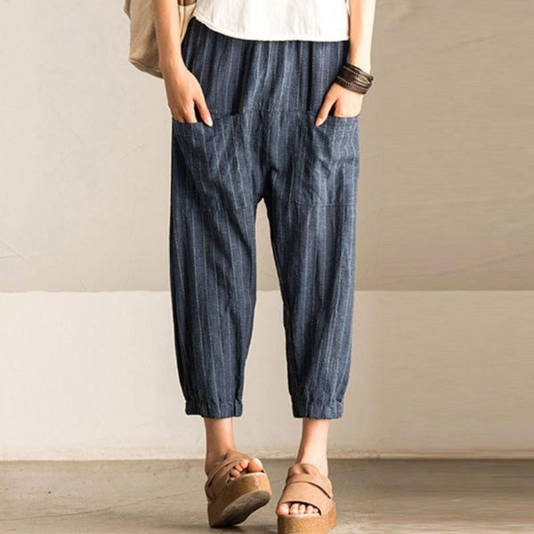women's pants & capris 2021 women fashion cotton linen high waist harem autumn ladies striped pockets casual nine oc9, Black;white
women's pants & capris 2021 women fashion cotton linen high waist harem autumn ladies striped pockets casual nine oc9, Black;white