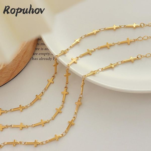 link, chain ropuhov 2021 woman japanese and korean minority simple design cross bracelet titanium steel plated jewelry, Black
link, chain ropuhov 2021 woman japanese and korean minority simple design cross bracelet titanium steel plated jewelry, Black