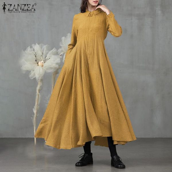 casual dresses fashion autumn sundress spring women maxi long dress zanzea kaftan lapel neck robe solid a-line party vestidos, Black;gray
casual dresses fashion autumn sundress spring women maxi long dress zanzea kaftan lapel neck robe solid a-line party vestidos, Black;gray