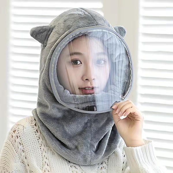 windproof hoods hats winter bibs integrated hooded cold-proof and ear protection neck protection, Blue;gray
windproof hoods hats winter bibs integrated hooded cold-proof and ear protection neck protection, Blue;gray