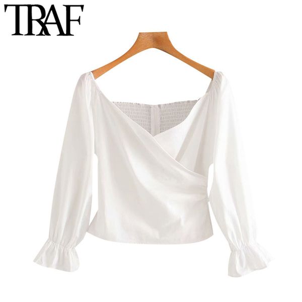 traf women fashion crossover cropped blouses vintage slash neck back elastic zipper female shirts blusas chic 210415, White
traf women fashion crossover cropped blouses vintage slash neck back elastic zipper female shirts blusas chic 210415, White
