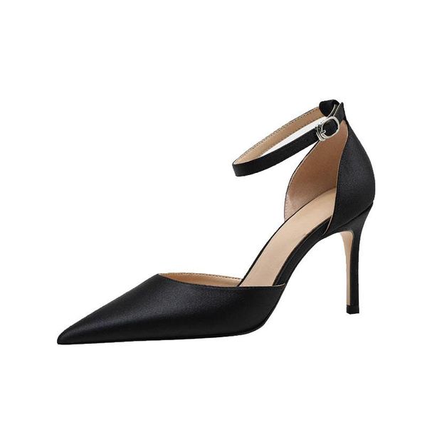 dress shoes 2021 satin bridesmaid high heels female ankle strap pointed toe plus size bridal 41 42 43, Black
dress shoes 2021 satin bridesmaid high heels female ankle strap pointed toe plus size bridal 41 42 43, Black