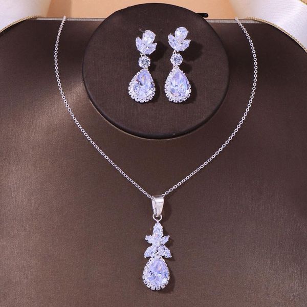 earrings & necklace bride wedding luxury jewelry set zircon tassels exquisite lady party dress accessories bn, Silver
earrings & necklace bride wedding luxury jewelry set zircon tassels exquisite lady party dress accessories bn, Silver