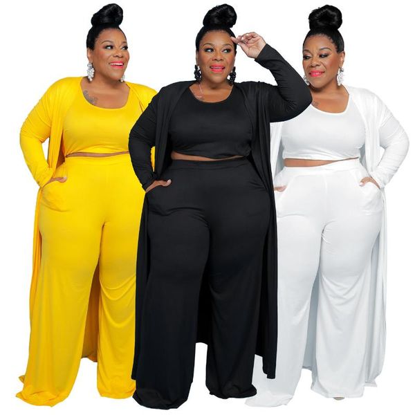 women's two piece pants shzq 2021 autumn women solid three sets casual plus size o-neck vest + loose full sleeve ankle-length cardigan, White
women's two piece pants shzq 2021 autumn women solid three sets casual plus size o-neck vest + loose full sleeve ankle-length cardigan, White