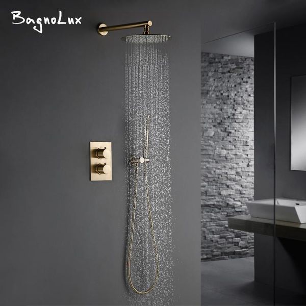 luxury thermostatic shower set with handheld burnished gold wall mounted system concealed waterfall in rain bathroom sets
luxury thermostatic shower set with handheld burnished gold wall mounted system concealed waterfall in rain bathroom sets