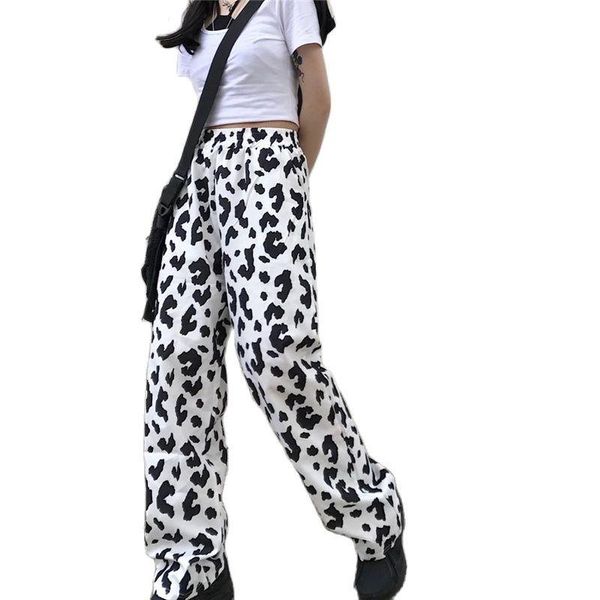 women cow pattern hip hop wide leg pants elastic waist korean streetwear fashion harajuku high loose trousers women's & capris, Black;white
women cow pattern hip hop wide leg pants elastic waist korean streetwear fashion harajuku high loose trousers women's & capris, Black;white