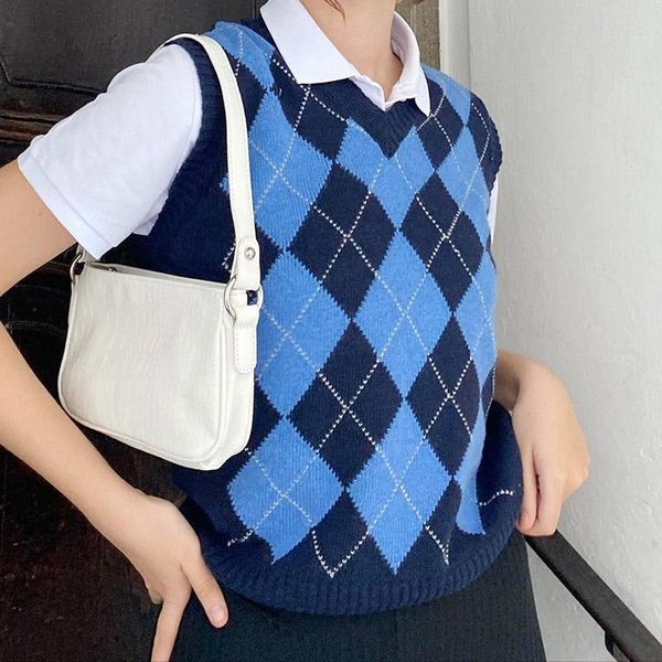women's vests preppy style argyle knitted women vest v neck sleeveless panelled female tide autumn ladies geometry pullovers girl, Black;white
women's vests preppy style argyle knitted women vest v neck sleeveless panelled female tide autumn ladies geometry pullovers girl, Black;white