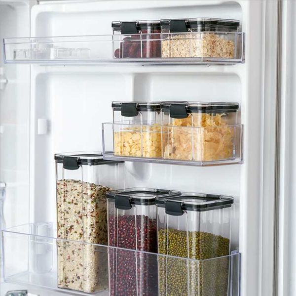 transparent sealed storage box fresh-keeping kitchen grain containers square nut snack tank keep fresh bottles & jars 
transparent sealed storage box fresh-keeping kitchen grain containers square nut snack tank keep fresh bottles & jars