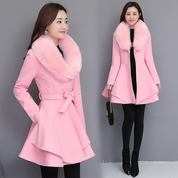 women's wool & blends women woolen coat nice autumn winter jacket female elegant mid-length with belt casual plus size overcoat, Black
women's wool & blends women woolen coat nice autumn winter jacket female elegant mid-length with belt casual plus size overcoat, Black
