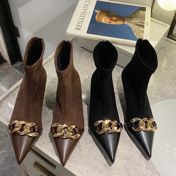boots 2021 luxury women warm fur sock 5cm high heels stiletto ankle female stretch fabric black brown suede shoes
boots 2021 luxury women warm fur sock 5cm high heels stiletto ankle female stretch fabric black brown suede shoes