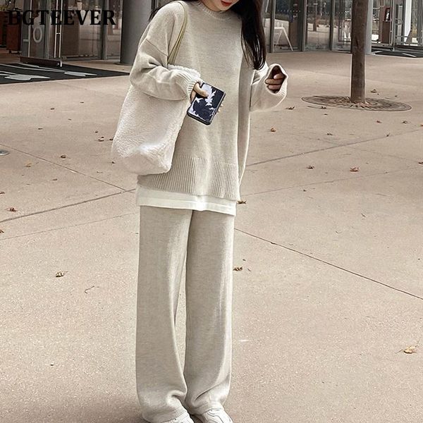 women's two piece pants bgteever autumn winter patchwork women knitted trousers set long sleeve pullovers & floor-length ladies sweater, White
women's two piece pants bgteever autumn winter patchwork women knitted trousers set long sleeve pullovers & floor-length ladies sweater, White
