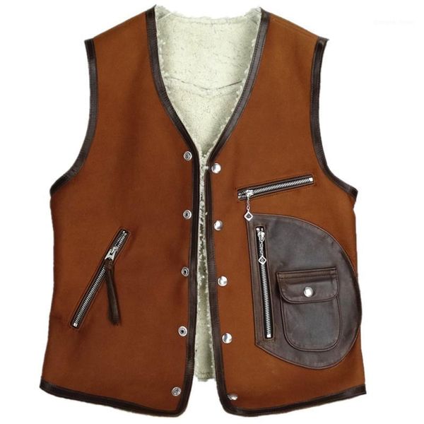 men's leather & faux small tire wool low quantity original ecological sheep and fur in one inlaid wax slim warm vest men, Black
men's leather & faux small tire wool low quantity original ecological sheep and fur in one inlaid wax slim warm vest men, Black
