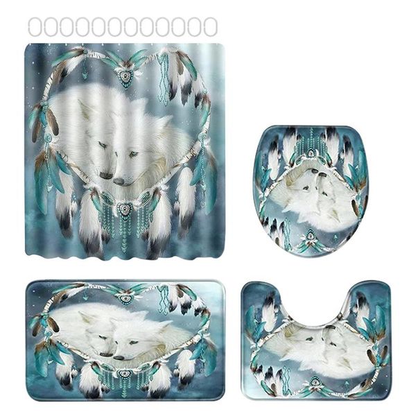 4pcs home bathroom toilet cover pad hooks hanging shower curtain set el decorative polyester wolf printed floor mat modern curtains
4pcs home bathroom toilet cover pad hooks hanging shower curtain set el decorative polyester wolf printed floor mat modern curtains