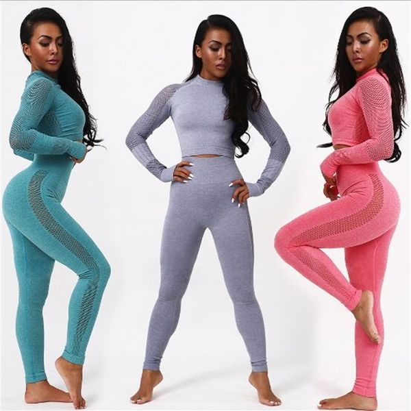 women's tracksuits women seamless yoga set fitness sports suits cloth long sleeve high waist running leggings workout pants shirts, Gray
women's tracksuits women seamless yoga set fitness sports suits cloth long sleeve high waist running leggings workout pants shirts, Gray